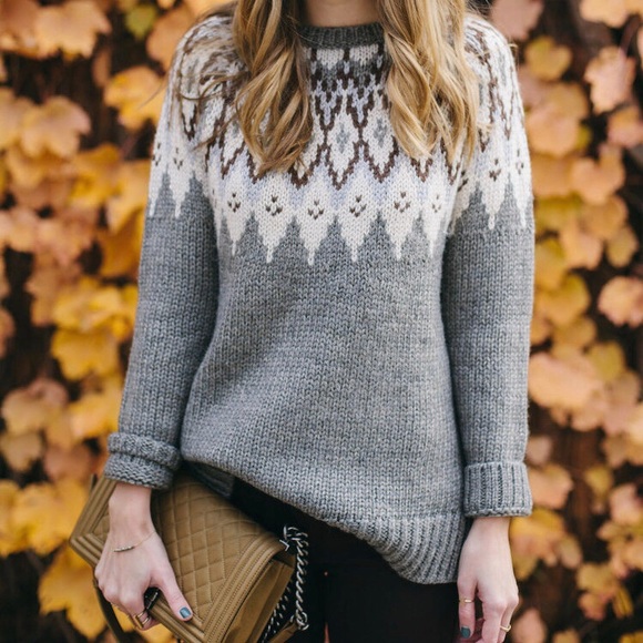 J. Jill Sweaters - J. Jill Grey Fair Isle Birchwood Wool Sweater